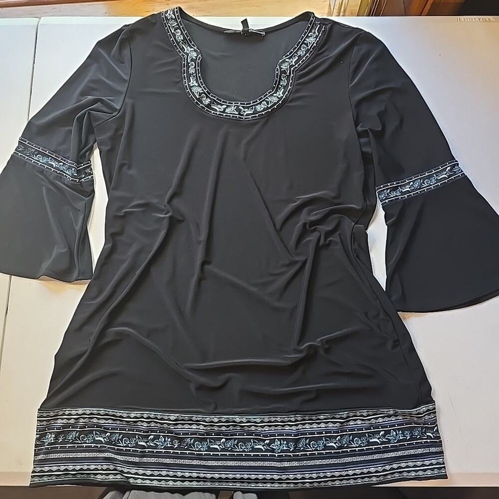 White House‎ Black Market Large Black Dress Embroidered Studded